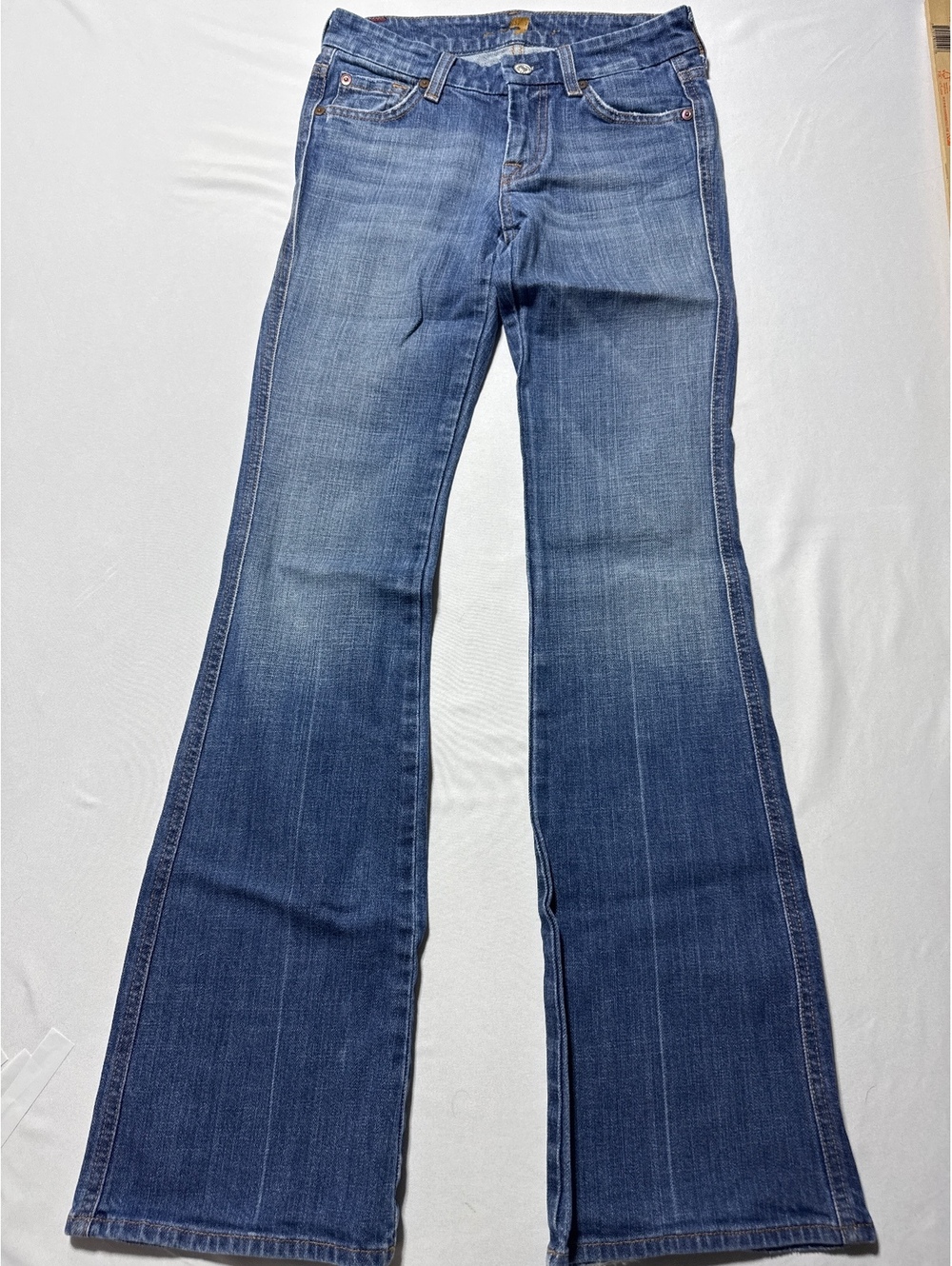 7 For All Mankind Bootcut Jeans - Classic Blue Denim with Fl